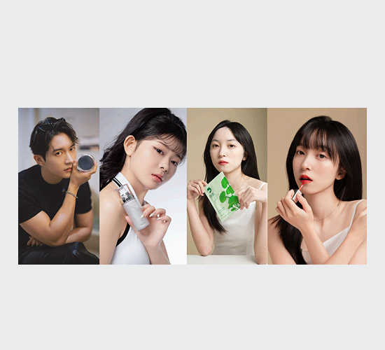Influencer marketing collage featuring skincare product demonstrations