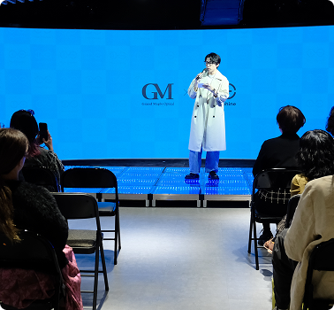 Grand Maple Eyewear launch presentation on stage